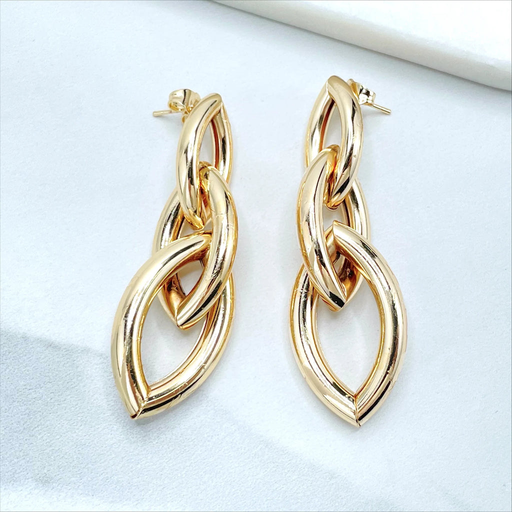 18k Gold Filled Link Drop Dangle Earrings