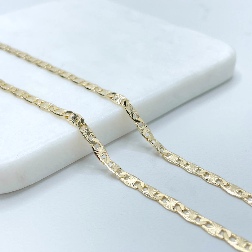 18k Gold Filled or Silver Gold Filled 3.7mm Mariner Anchor Link Chain