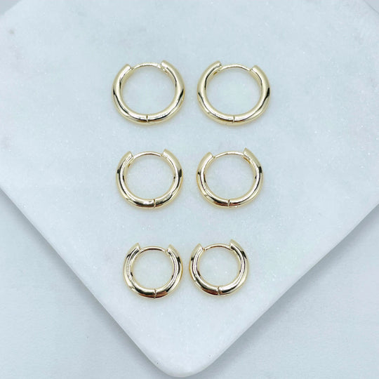 18k Gold Filled Plain 14mm 16mm or 18mm  Earrings