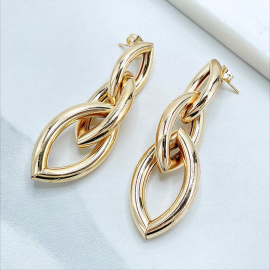 18k Gold Filled Link Drop Dangle Earrings