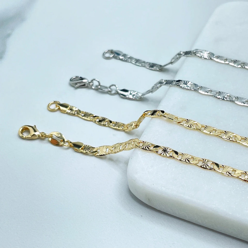 18k Gold Filled or Silver Gold Filled 3.7mm Mariner Anchor Link Chain