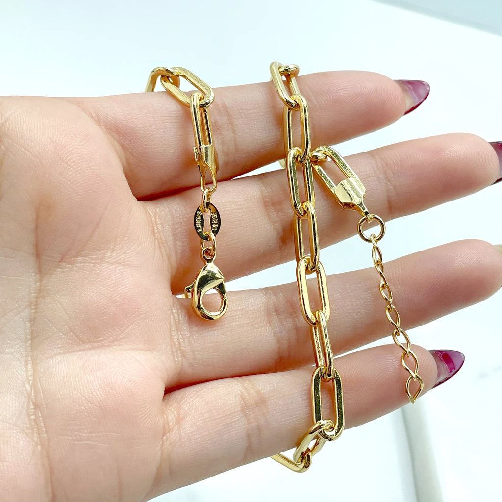 18k Gold Filled 4mm Paperclip Chain Plane Classic Anklet