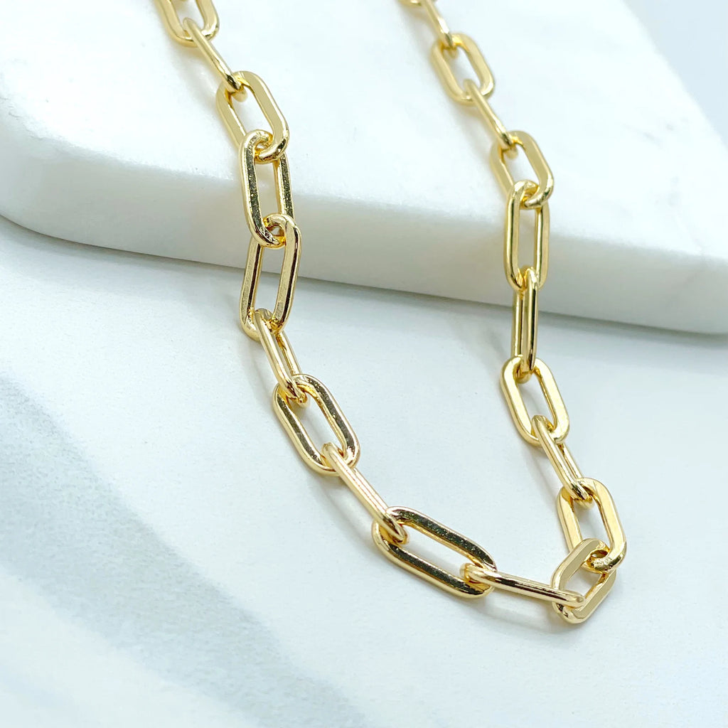 18k Gold Filled 4mm Paperclip Chain Plane Classic Anklet