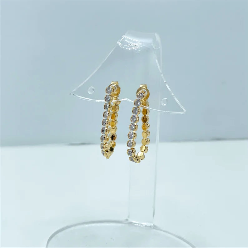 18k Gold Filled with Cubic Zirconia, Stud, Stones, Graduate Earrings