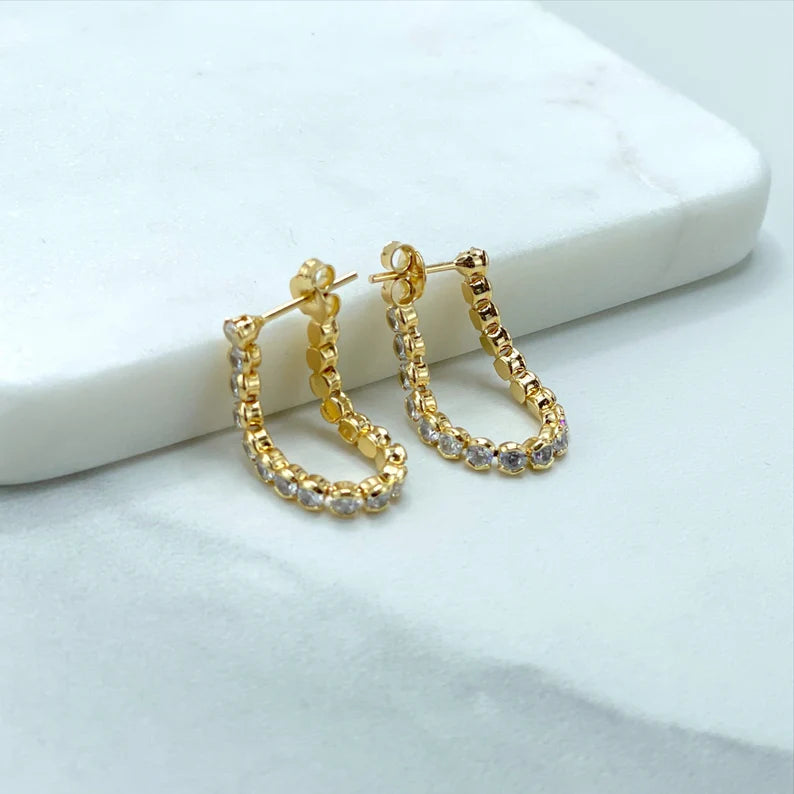 18k Gold Filled with Cubic Zirconia, Stud, Stones, Graduate Earrings