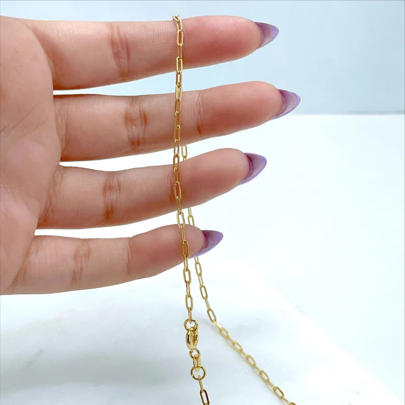18k Gold Filled 2mm Paperclip Link Chain 18 inches Necklace Wholesale Jewelry Supplies