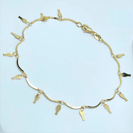 18k Gold Filled Wave Link, Key Charms Anklet Wholesale