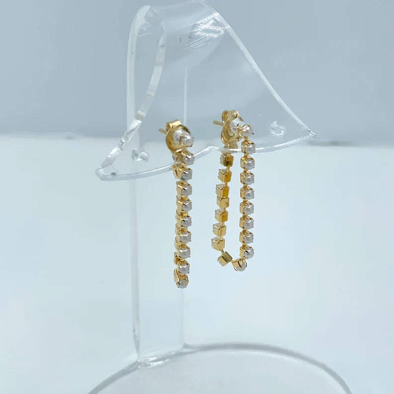 18k Gold Filled with Small Simulated Pearls, Stud, Graduate Earrings