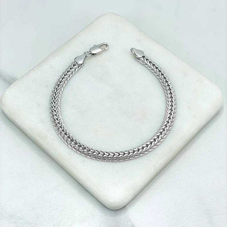 Silver Filled 6mm Specialty Chains Bracelet, 8 Inches Long, Unisex Minimalist Style