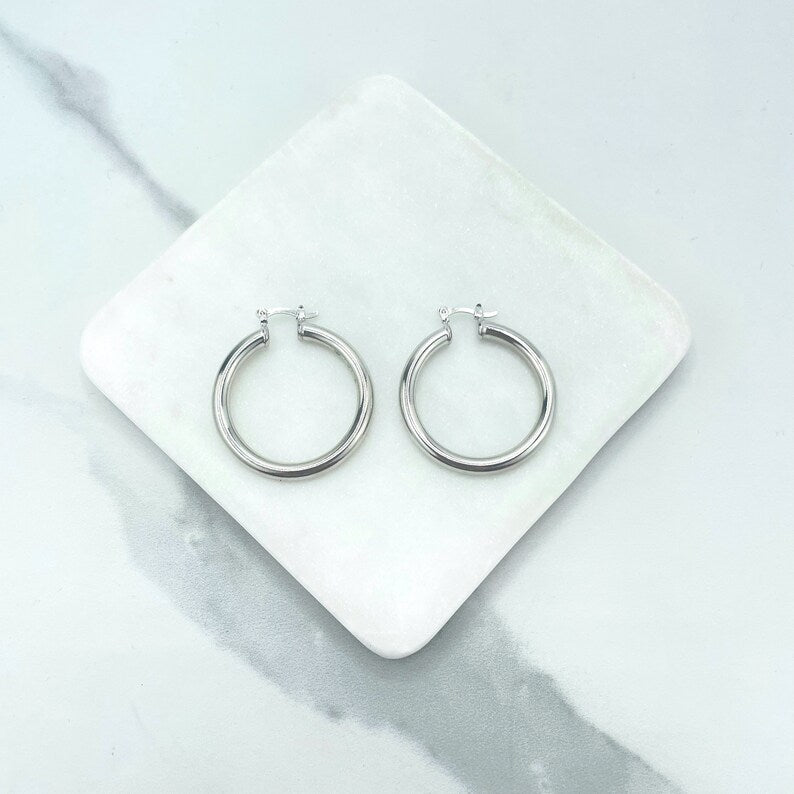 Silver Filled 2mm Thickness Hoops Earrings 30mm, 40mm, 50mm or 60mm, Wholesale