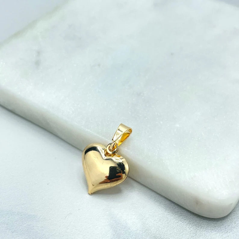 18k Gold Filled Puffed Puf 3D 25mm Heart Charm Pendant, Romantic Jewelry, Wholesale