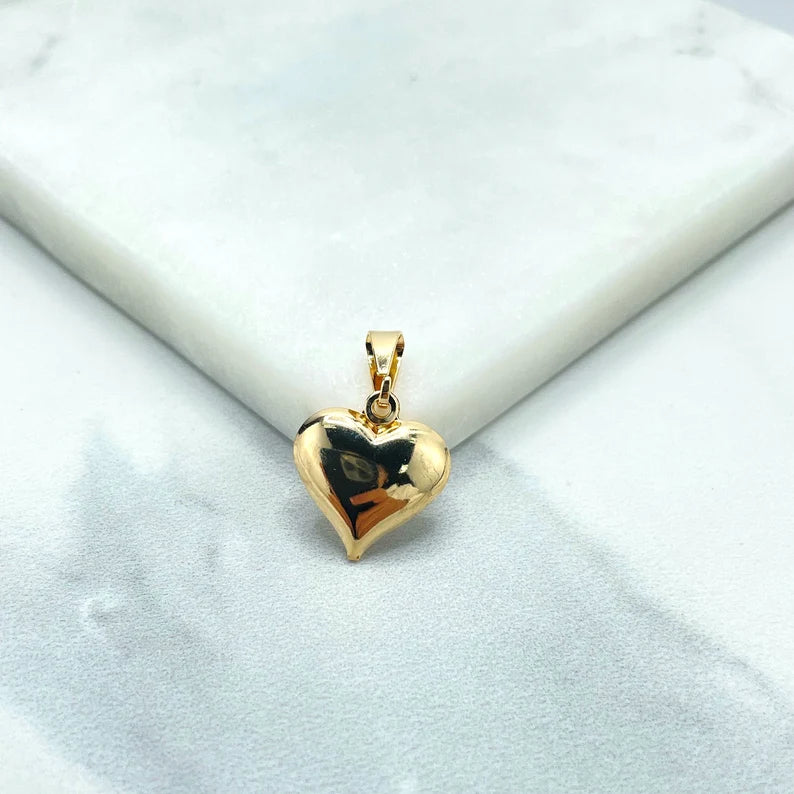 18k Gold Filled Puffed Puf 3D 25mm Heart Charm Pendant, Romantic Jewelry, Wholesale