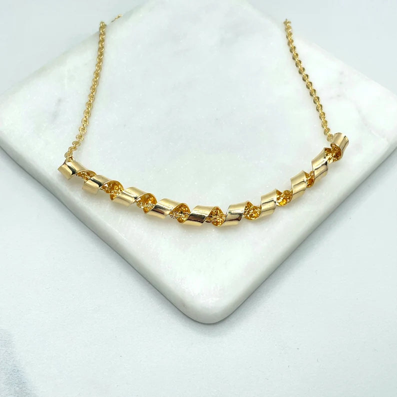 1818k Gold Filled 2mm Speciality Chain with Twisted Long Charm Necklace, Wholesale