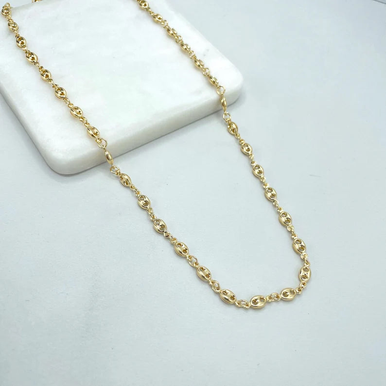 18k Gold Filled 5mm Mariner Anchor Chain, Chunky Link Mariner Chain Linked Necklace, Wholesale