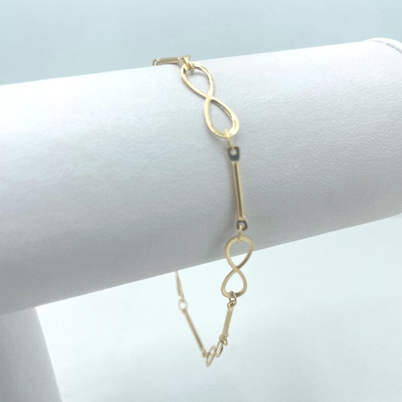 18k Gold Filled Speciality Chain with Infinity Symbol Shape Linked Necklace or Bracelet