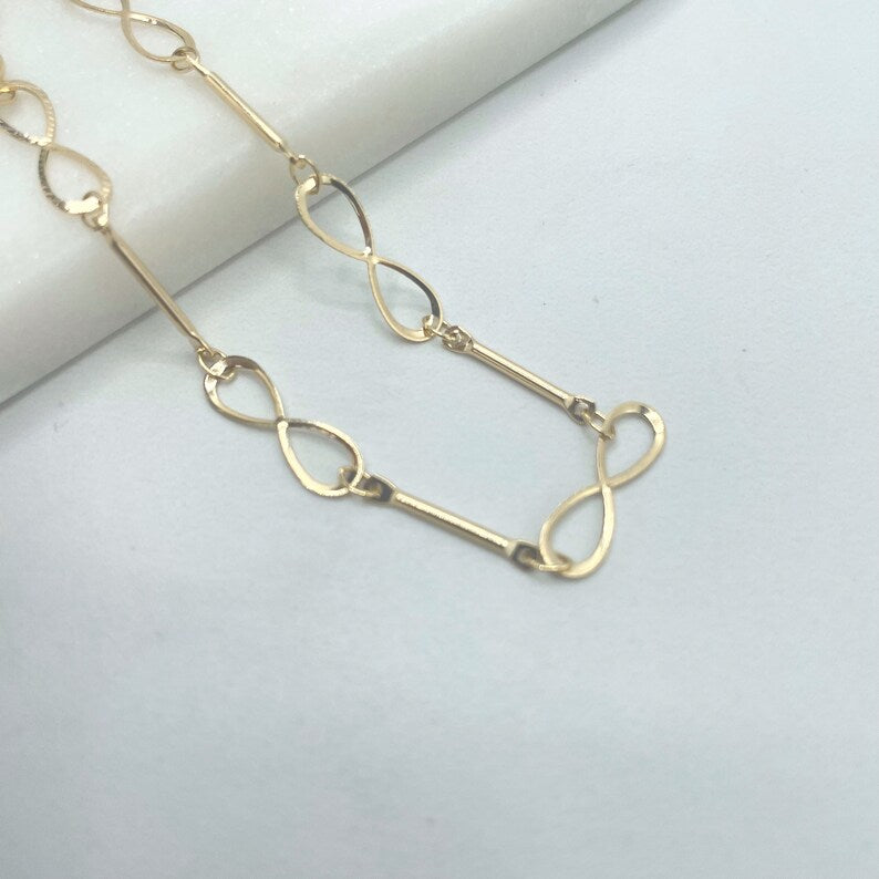 18k Gold Filled Speciality Chain with Infinity Symbol Shape Linked Necklace or Bracelet
