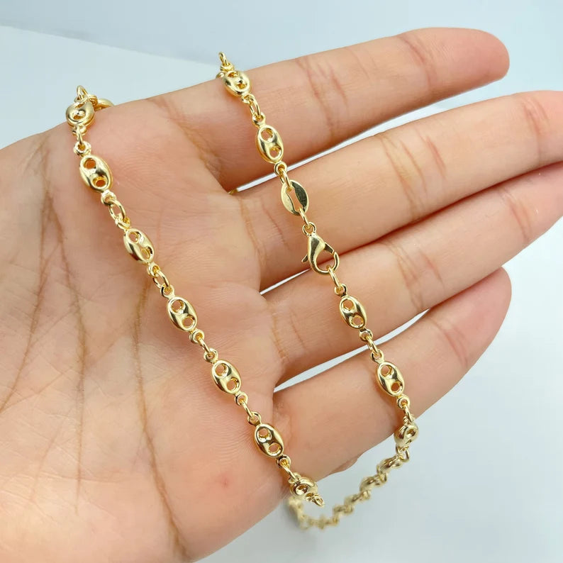 18k Gold Filled 5mm Mariner Anchor Chain, Chunky Link Mariner Chain Linked Necklace, Wholesale