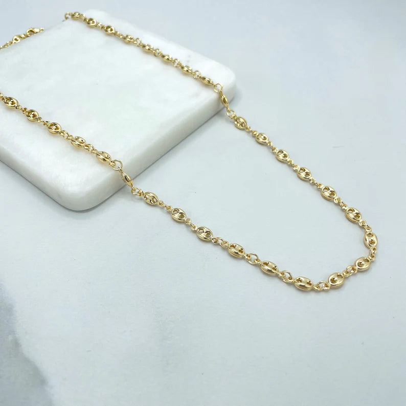 18k Gold Filled 5mm Mariner Anchor Chain, Chunky Link Mariner Chain Linked Necklace, Wholesale