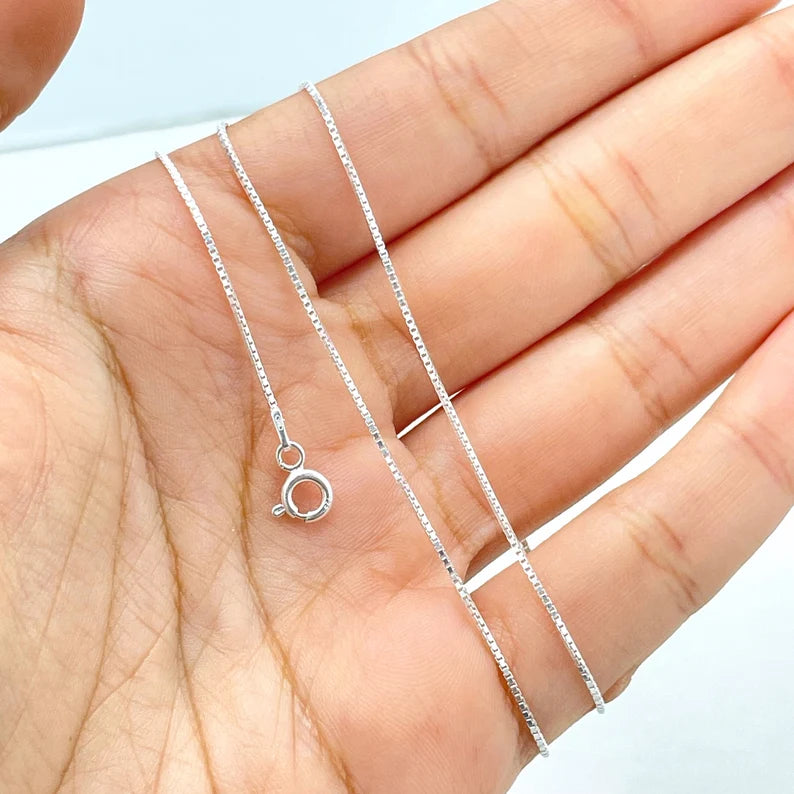 925 Sterling Silver 2mm Box Chain, Dainty Chain, 18 Inches Long