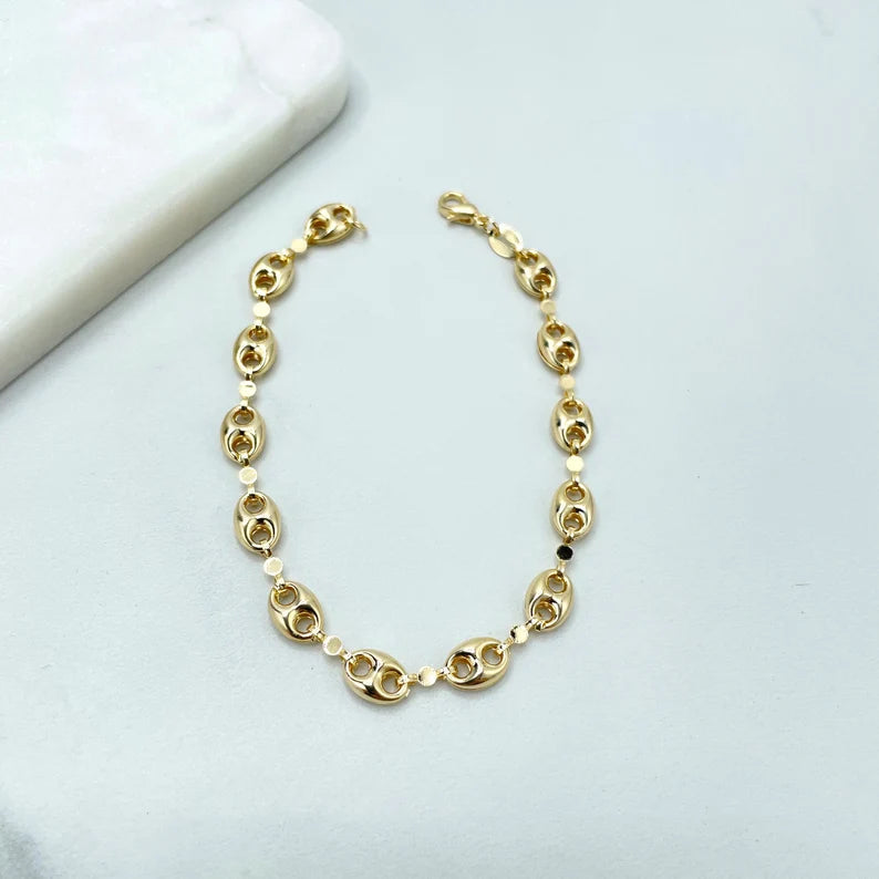 18k Gold Filled 6mm Mariner Anchor Chain, Chunky Link Mariner Chain Linked Bracelet, Wholesale