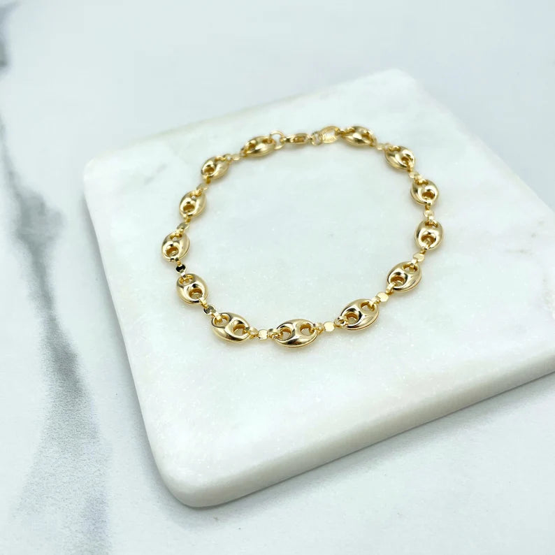 18k Gold Filled 6mm Mariner Anchor Chain, Chunky Link Mariner Chain Linked Bracelet, Wholesale