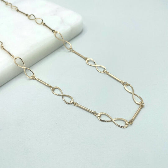 18k Gold Filled Speciality Chain with Infinity Symbol Shape Linked Necklace or Bracelet