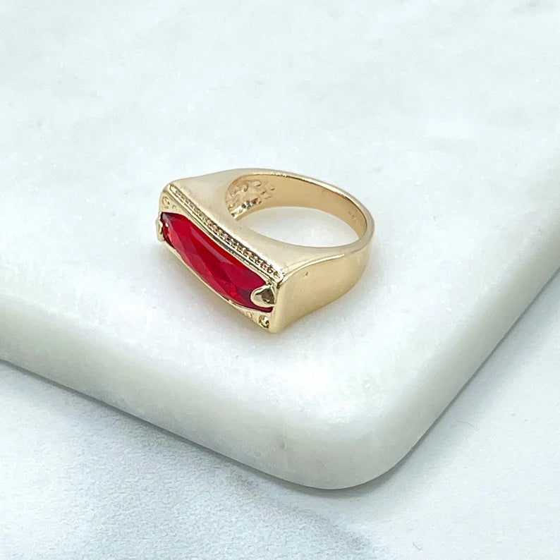 18k Gold Filled Simulated Ruby Red Cubic Zirconia Cocktail Ring