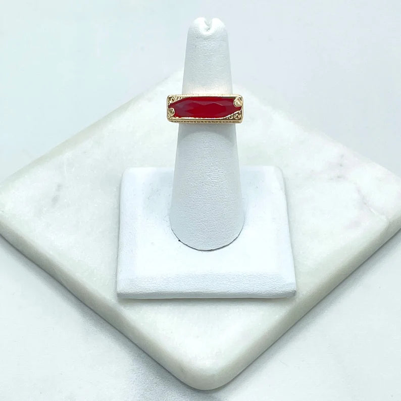 18k Gold Filled Simulated Ruby Red Cubic Zirconia Cocktail Ring