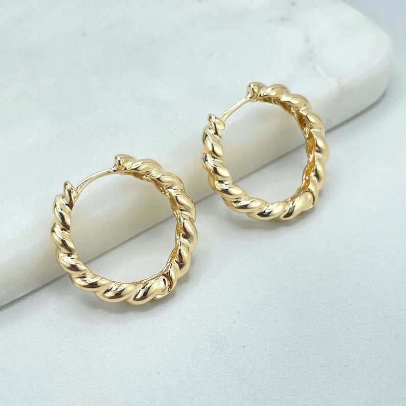 18k Gold Filled 25mm Croissant Design Hoops Earrings or Croissant Stackable Ring