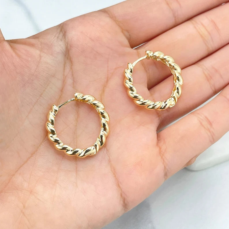 18k Gold Filled 25mm Croissant Design Hoops Earrings or Croissant Stackable Ring