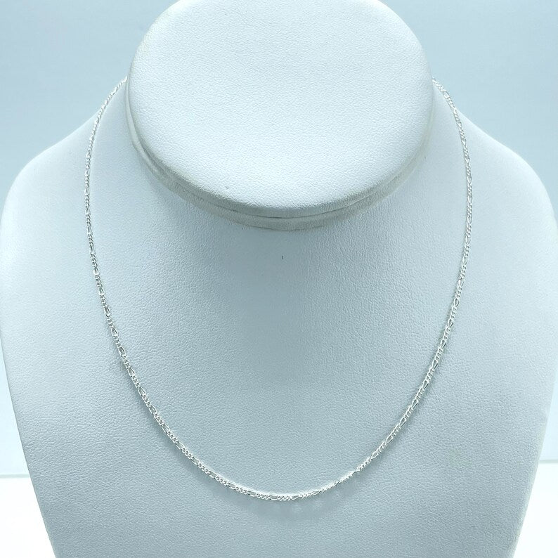 925 Sterling Silver 1mm Curb Link Cuban Link Chain, Dainty Chain, 18 Inches Long