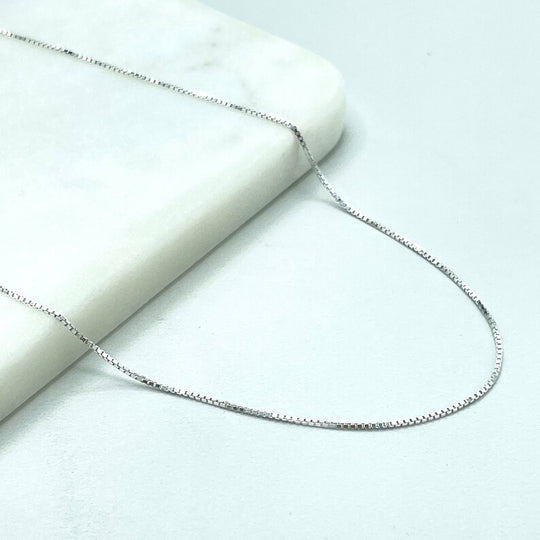 925 Sterling Silver 2mm Box Chain, Dainty Chain, 18 Inches Long, Stamped 925, Wholesale