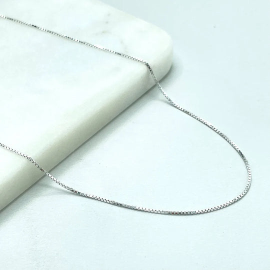 925 Sterling Silver 2mm Box Chain, Dainty Chain, 18 Inches Long