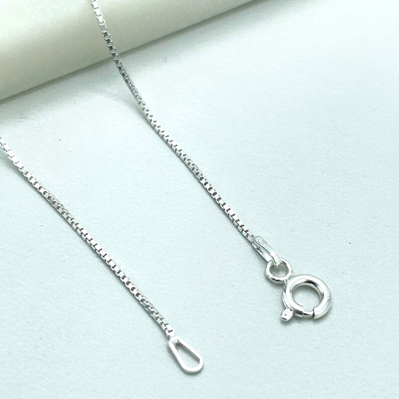 925 Sterling Silver 2mm Box Chain, Dainty Chain, 18 Inches Long, Stamped 925, Wholesale