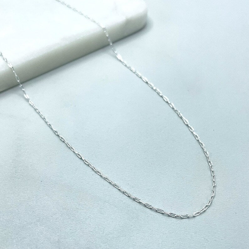 925 Sterling Silver 1mm Paperclip Chain, Dainty Chain, 18 Inches Long, Stamped 925, Wholesale