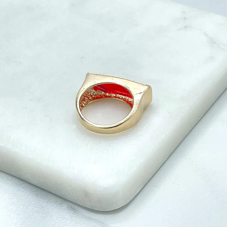 18k Gold Filled Simulated Ruby Red Cubic Zirconia Cocktail Ring