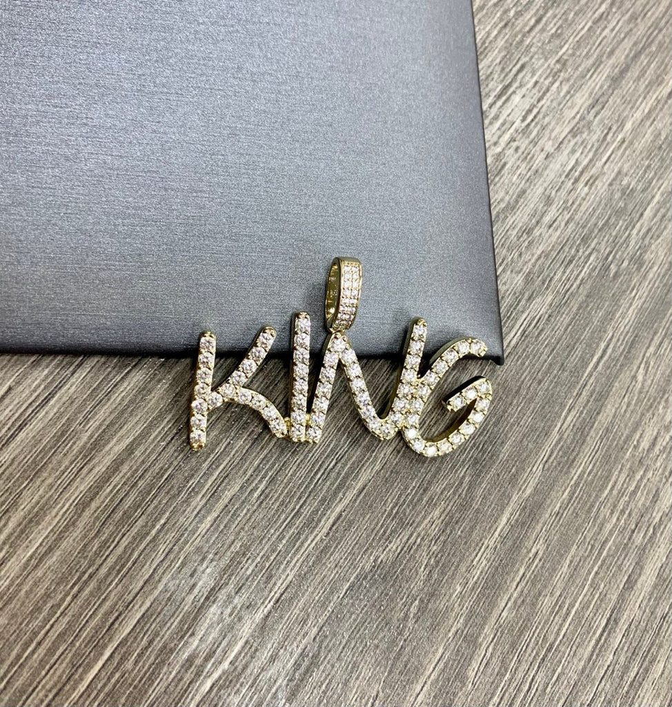 18k Gold Filled Cubic Zirconia King Name Pendant