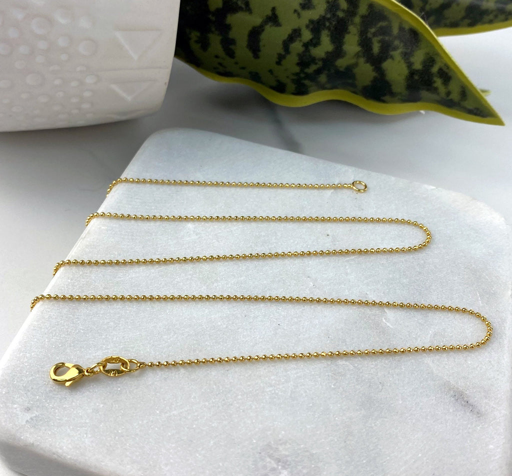 18k Gold Filled 1mm Thickness Dots Ball Chain Necklace