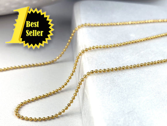 18k Gold Filled 1mm Thickness Dots Ball Chain Necklace