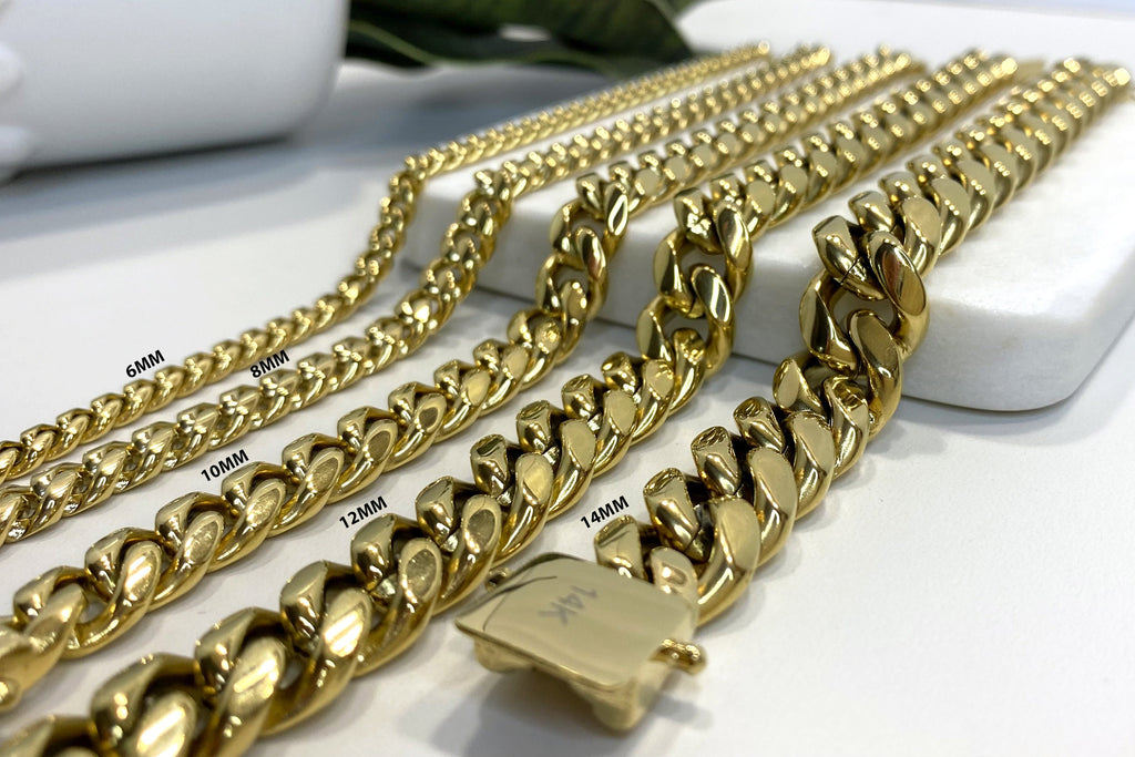 12mm - Cuban Link Chain - 14K Gold Bonded - 26