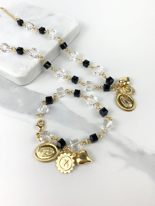 18k Gold Filled Black and Clear Virgin Set