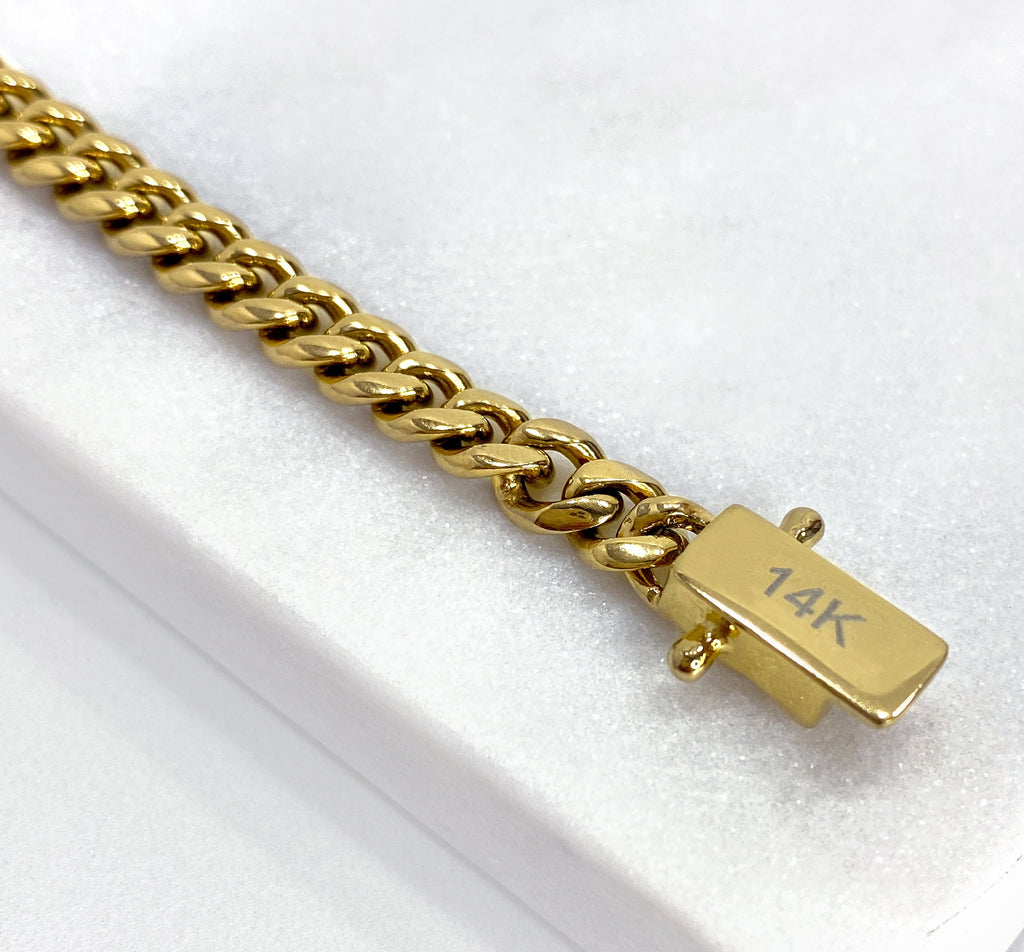 6mm 18Kt Gold IP Miami Cuban Chain Bracelet BR15011GP-0680 | Crews Jewelry  | Grandview, MO