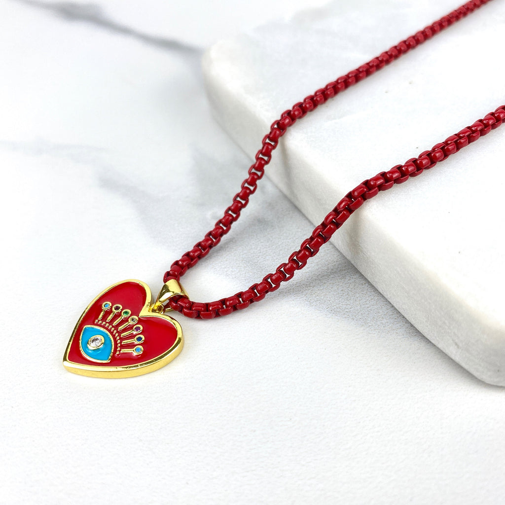 18k Gold Filled 3mm Colored Enamel Box Link Chain