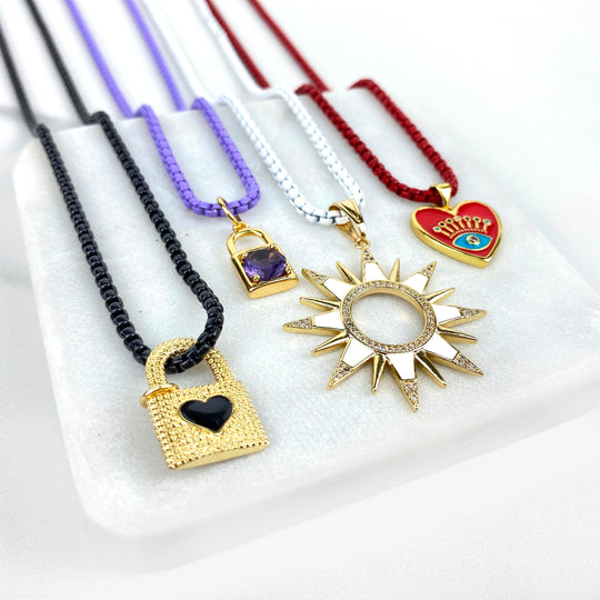 18k Gold Filled 3mm Colored Enamel Box Link Chain