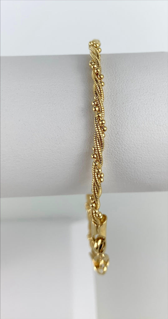 18k Gold Filled Twisting Tiny Beads Bracelet