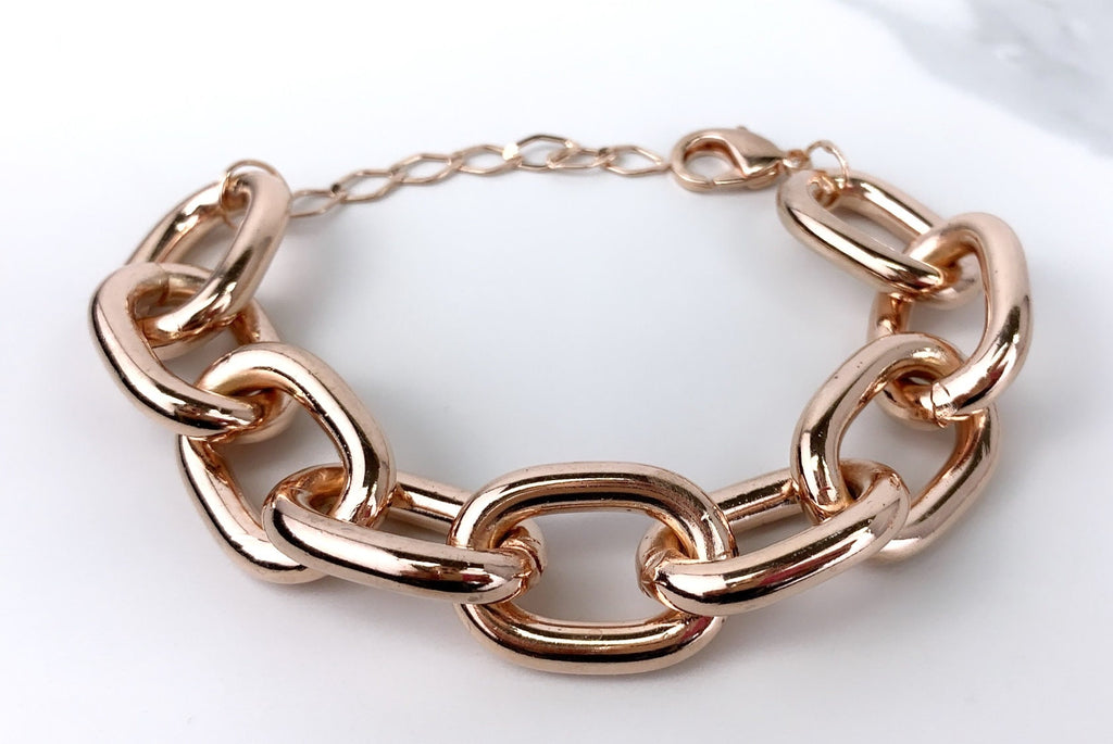 18k Rose Gold Filled Chunky Chain Choker or Bracelet Set