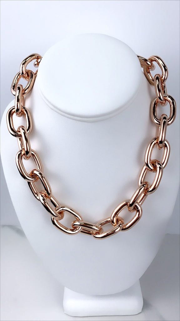 18k Rose Gold Filled Chunky Chain Choker or Bracelet Set