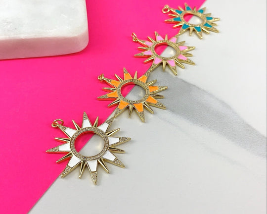 18k Gold Filled Cubic Zirconia Sun Colorful Pendant