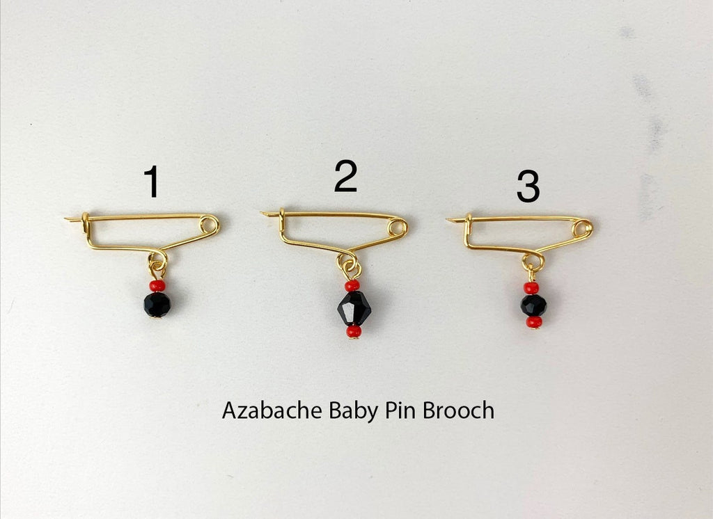 14K Azabache Baby Pin, Plain Engravable, Pasador con Azabache