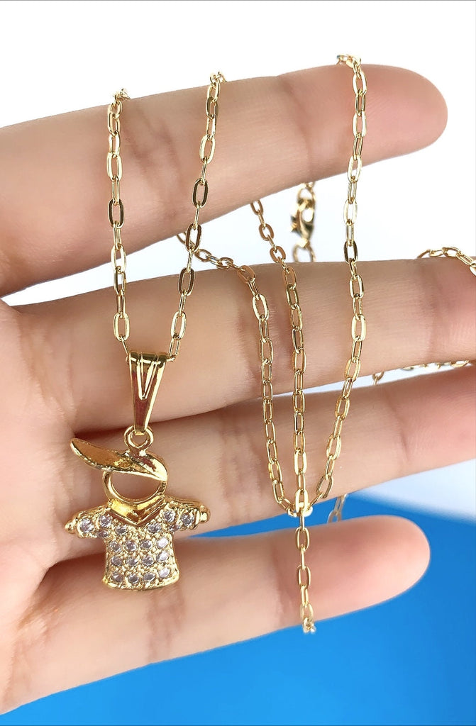 18k Gold Filled with Cubic Zirconia Boy Pendants